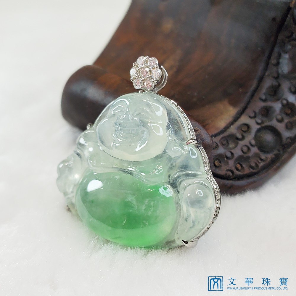 玻璃地金絲種佛公玉墜(已售出)