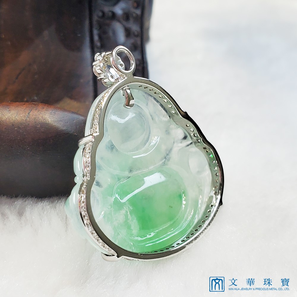 玻璃地金絲種佛公玉墜(已售出)