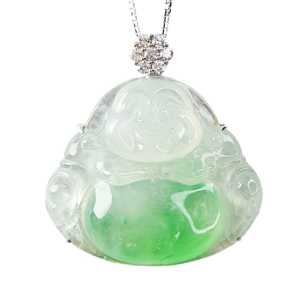 玻璃地金絲種佛公玉墜(已售出)