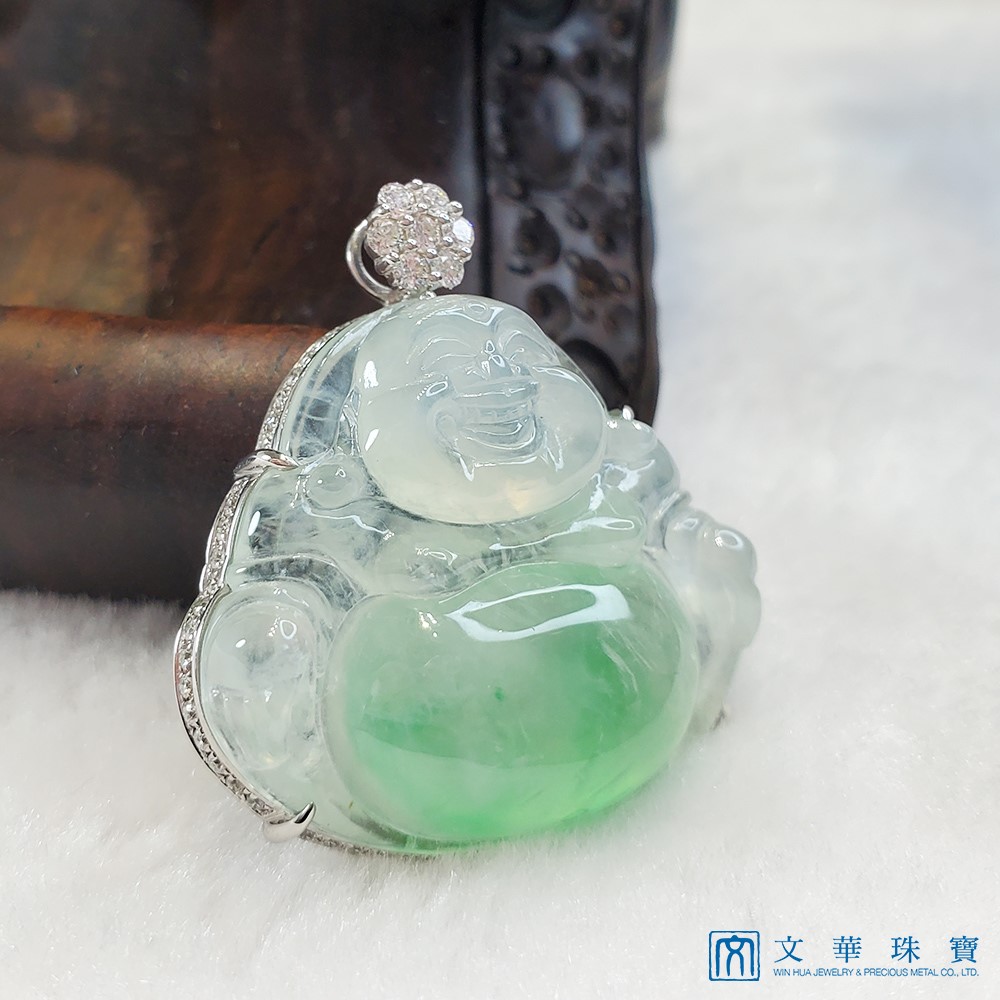 玻璃地金絲種佛公玉墜(已售出)