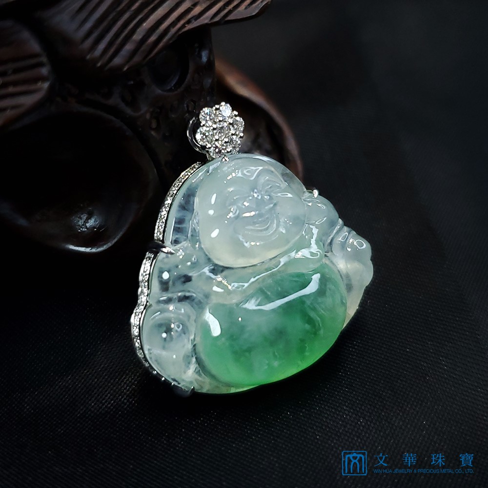 玻璃地金絲種佛公玉墜(已售出)