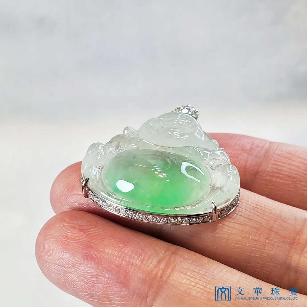 玻璃地金絲種佛公玉墜(已售出)