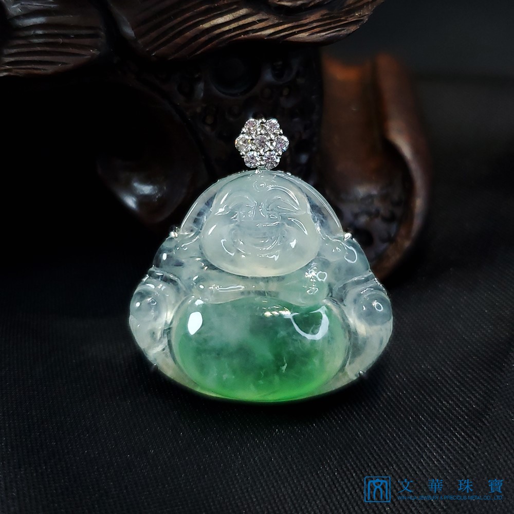 玻璃地金絲種佛公玉墜(已售出)