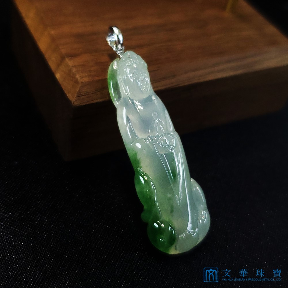 玻璃種飄花立姿觀音 贈中國寶石證書