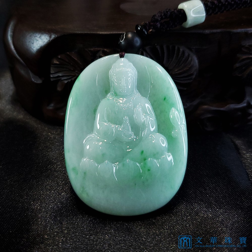 白底青觀音玉牌(已售出)