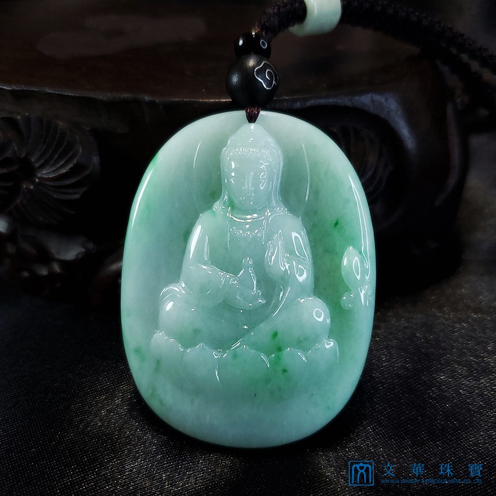 白底青觀音玉牌(已售出)