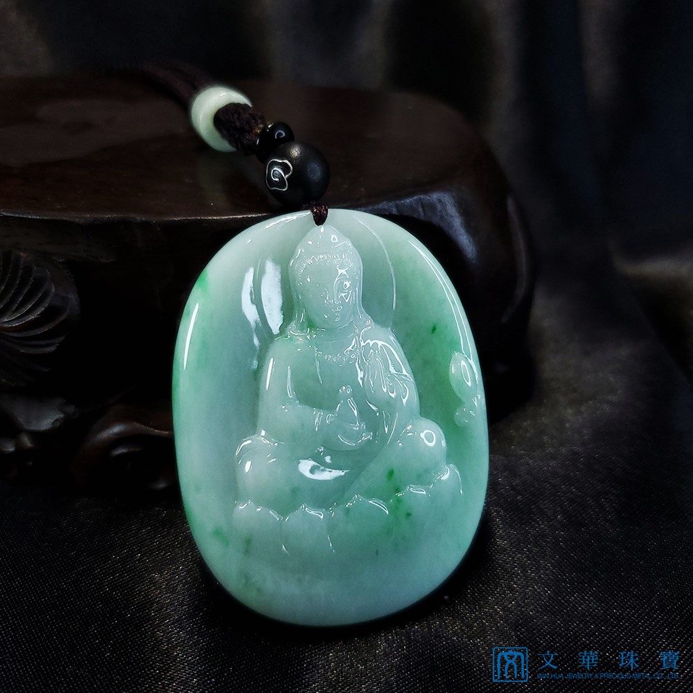 白底青觀音玉牌(已售出)