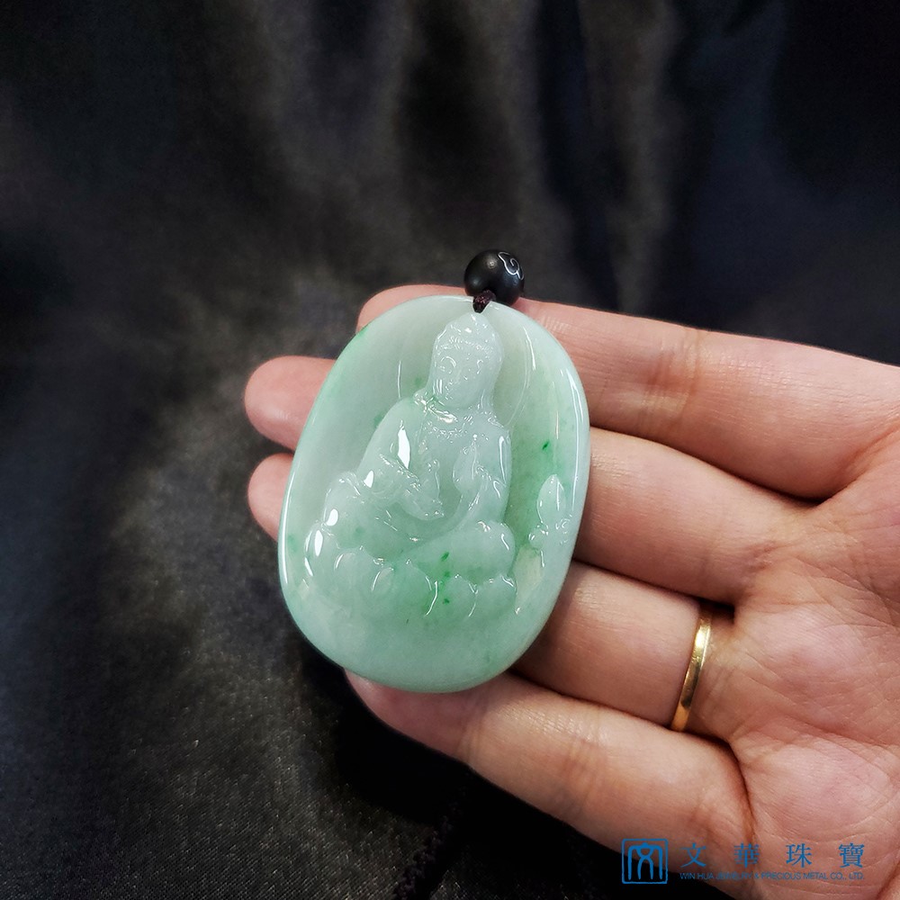 白底青觀音玉牌(已售出)