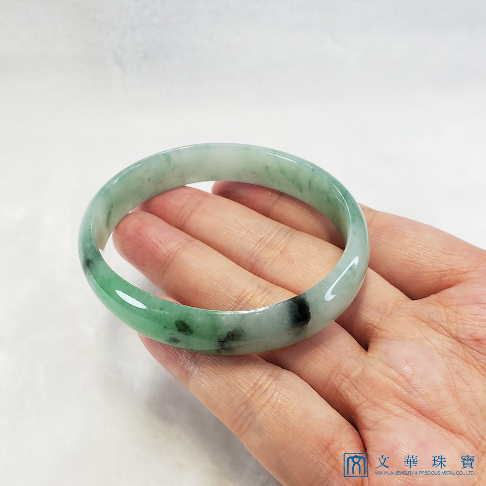 冰湖綠帶花青貴妃鐲 18圍 附中國寶石證書(已售出)