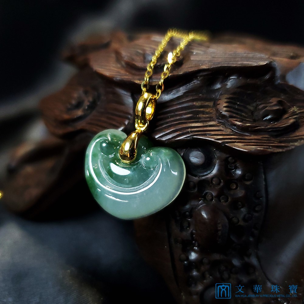 翡翠冰糯飄花如意鎖玉墜 