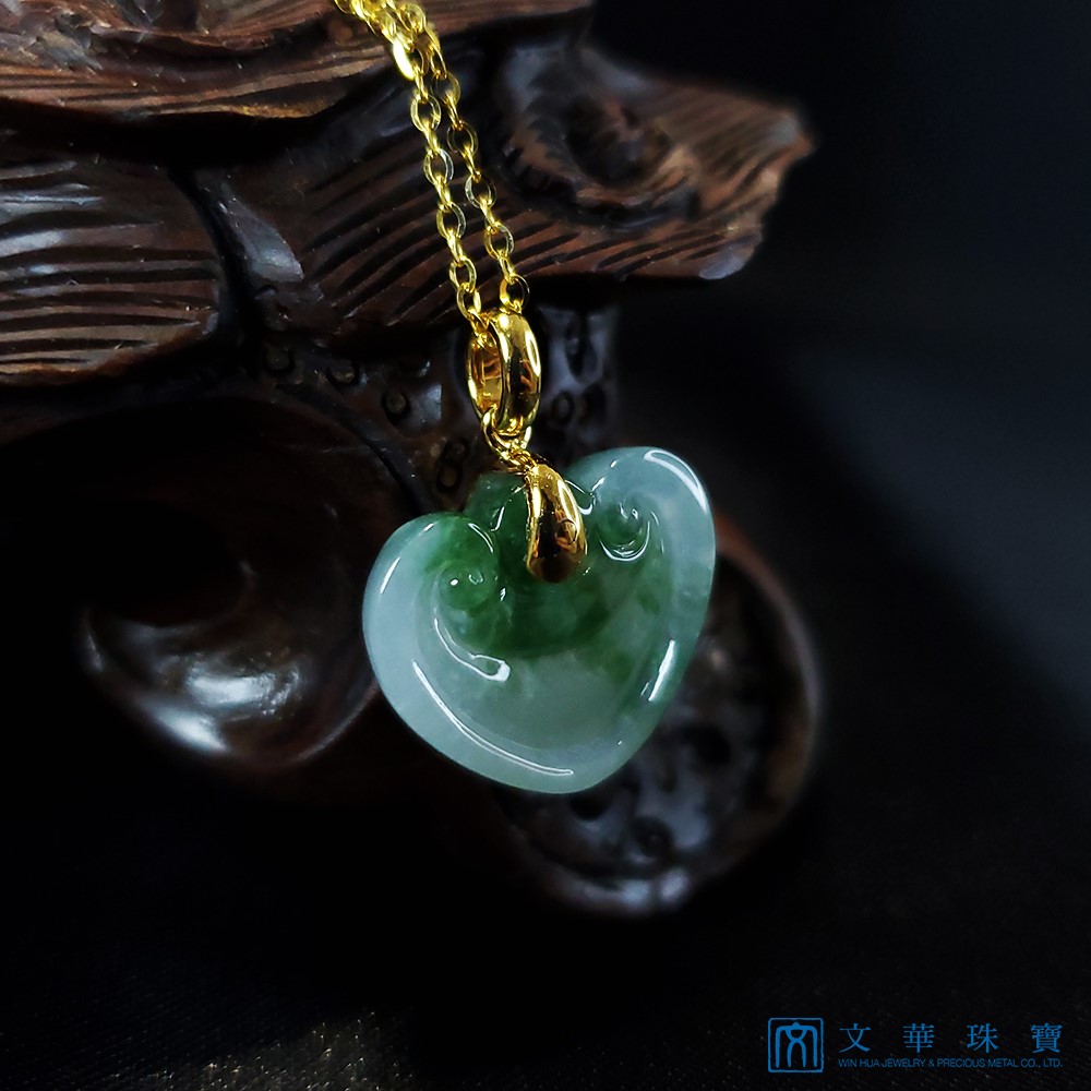 翡翠冰糯飄花如意鎖玉墜 