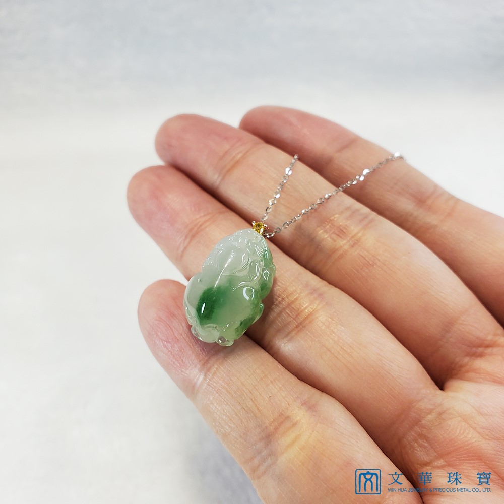 冰玻飄綠黃鑽貔貅玉墜(已售出)