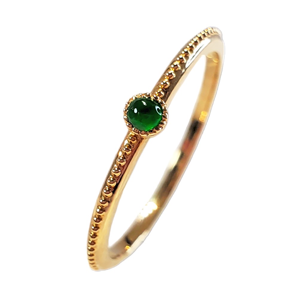 翡翠小綠蛋玫瑰金線戒 國際圍12.5號 18K