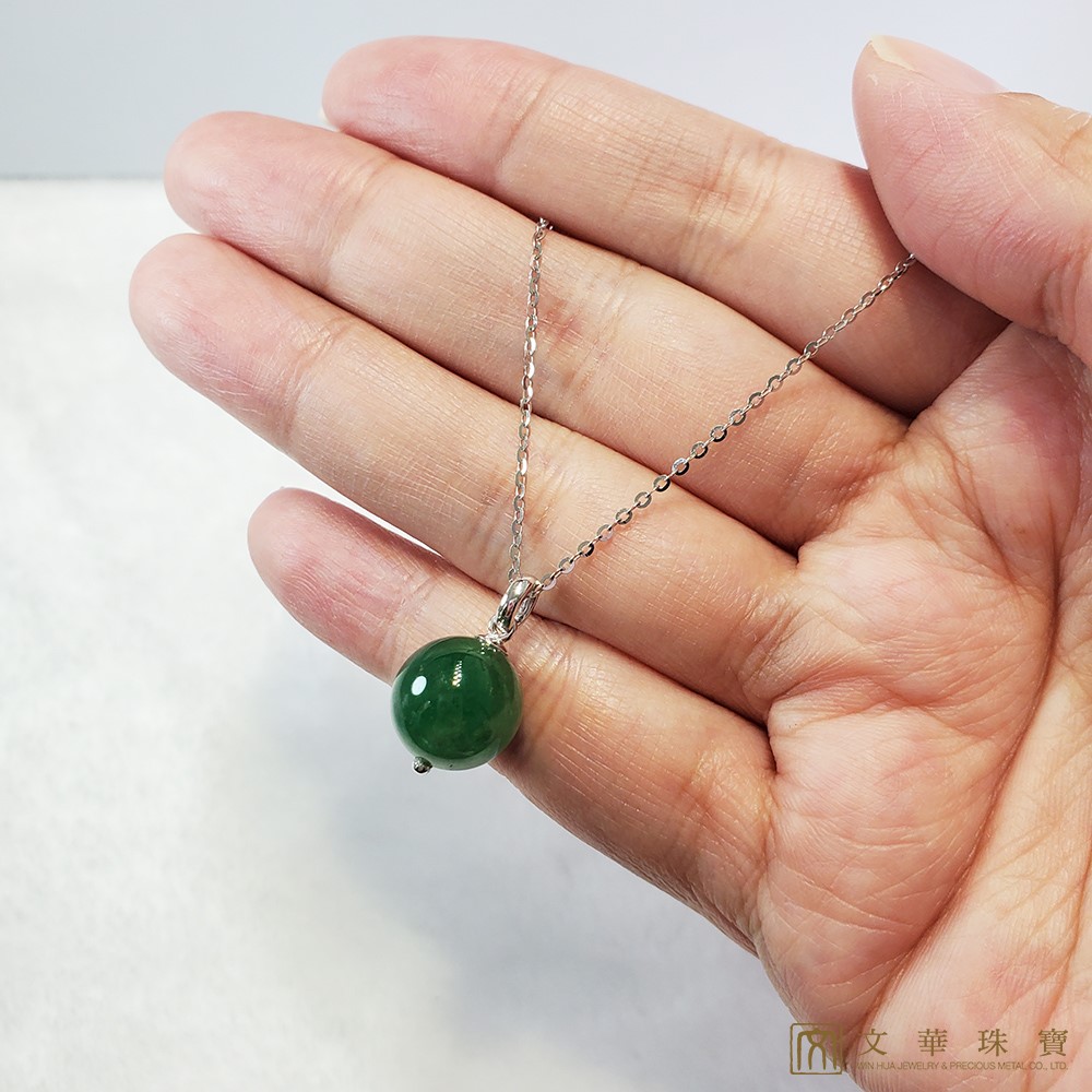 翡翠玉珠項鍊 11.5mm 18K金(已售出)
