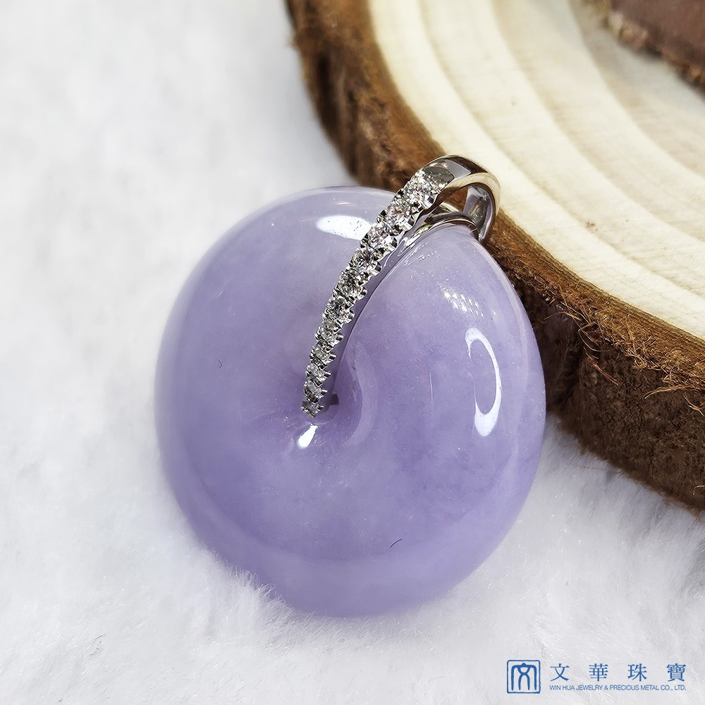 紫翡翠紫羅蘭平安扣鑽墜