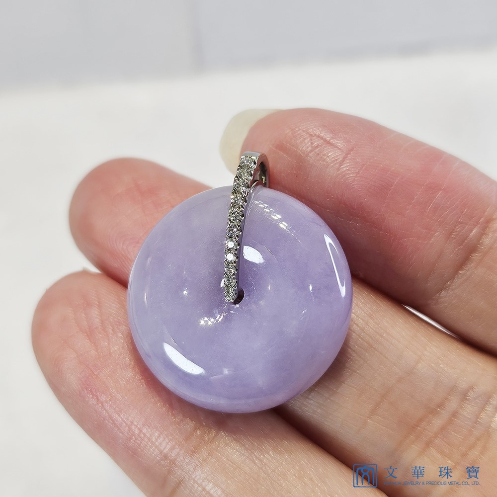 紫翡翠紫羅蘭平安扣鑽墜