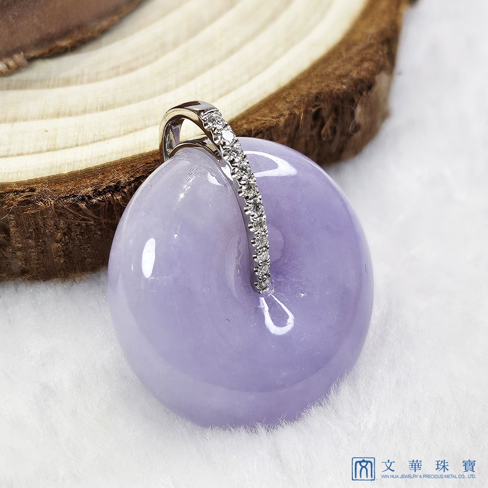 紫翡翠紫羅蘭平安扣鑽墜