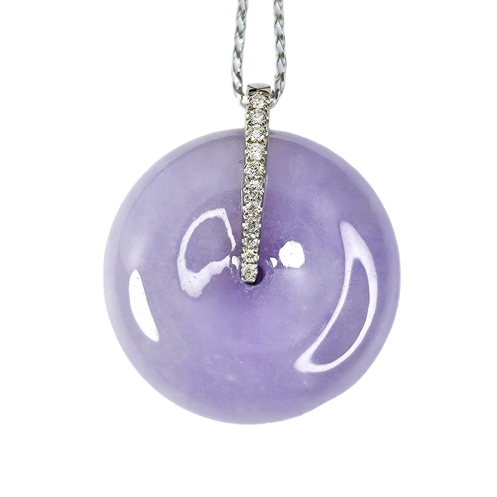 紫翡翠紫羅蘭平安扣鑽墜