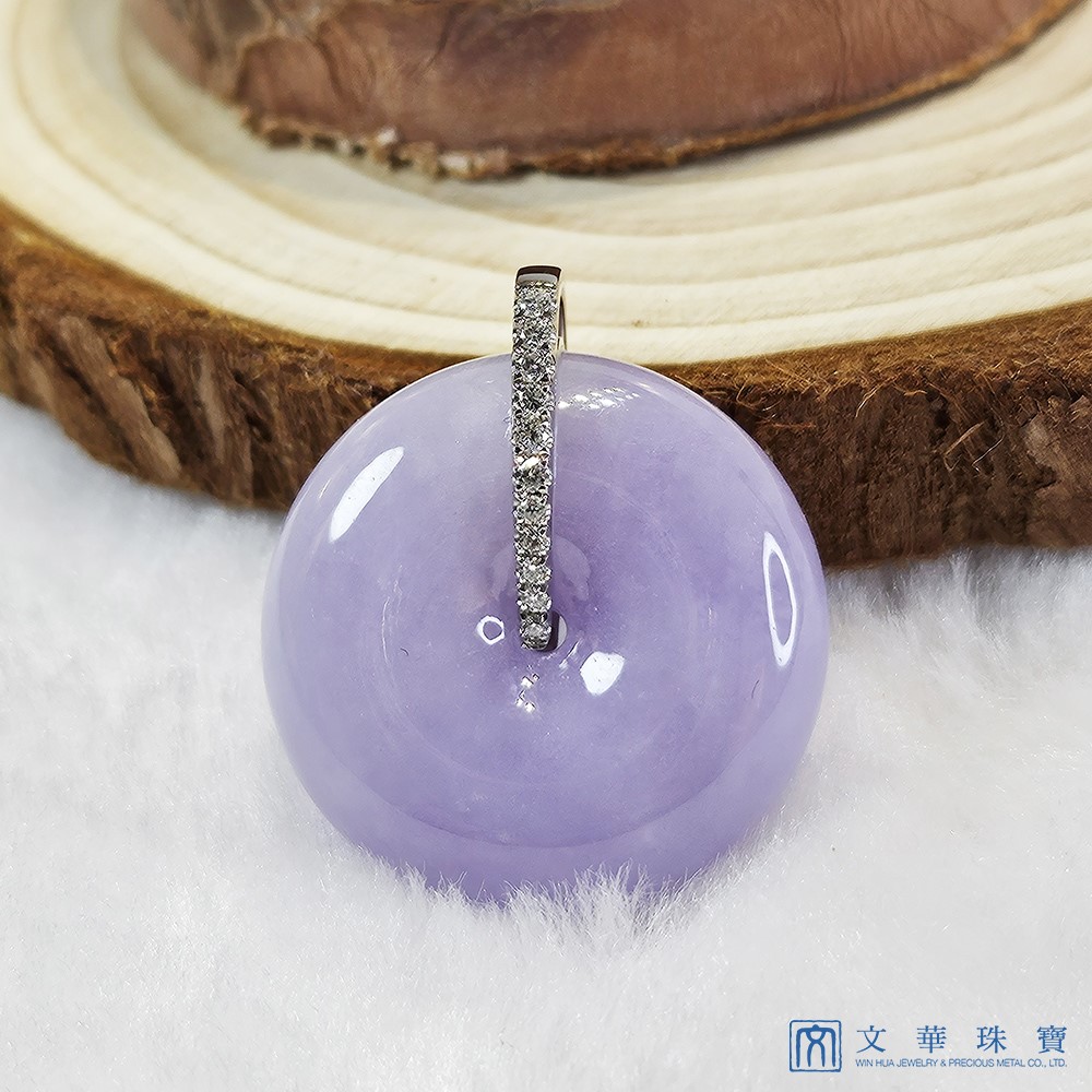 紫翡翠紫羅蘭平安扣鑽墜