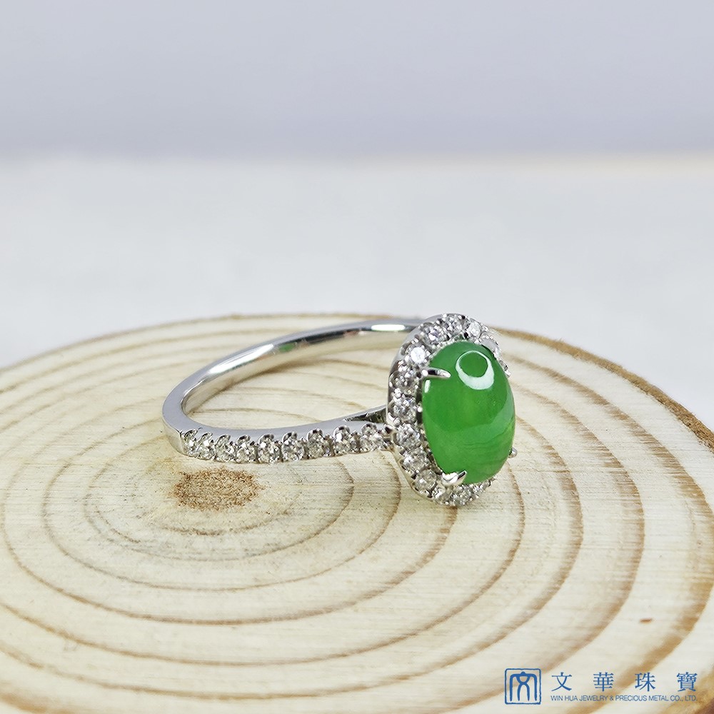 老坑冰種翡翠蛋面戒指 國際圍9號