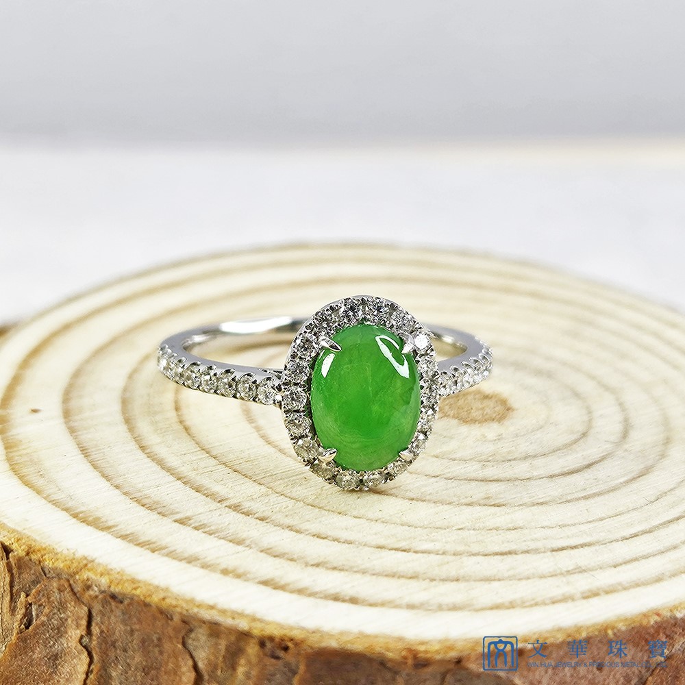 老坑冰種翡翠蛋面戒指 國際圍9號