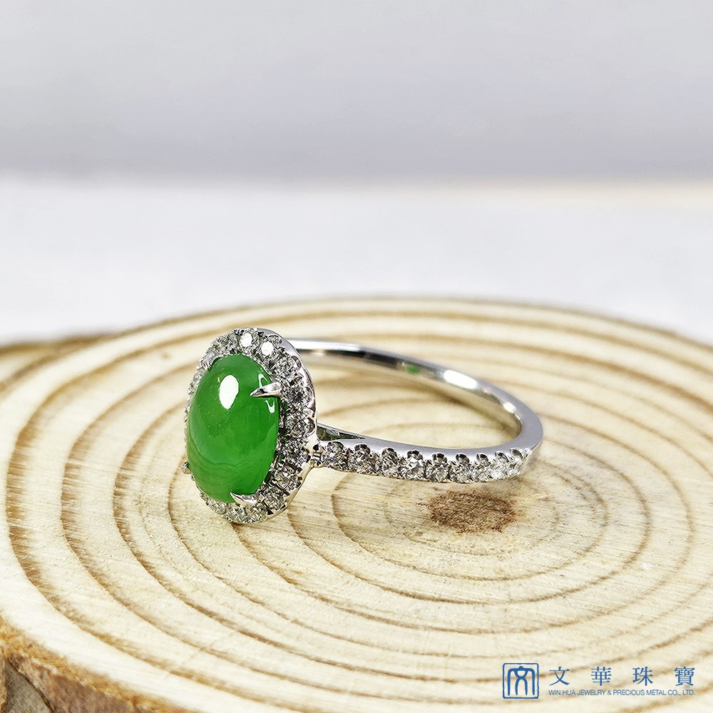 老坑冰種翡翠蛋面戒指 國際圍9號