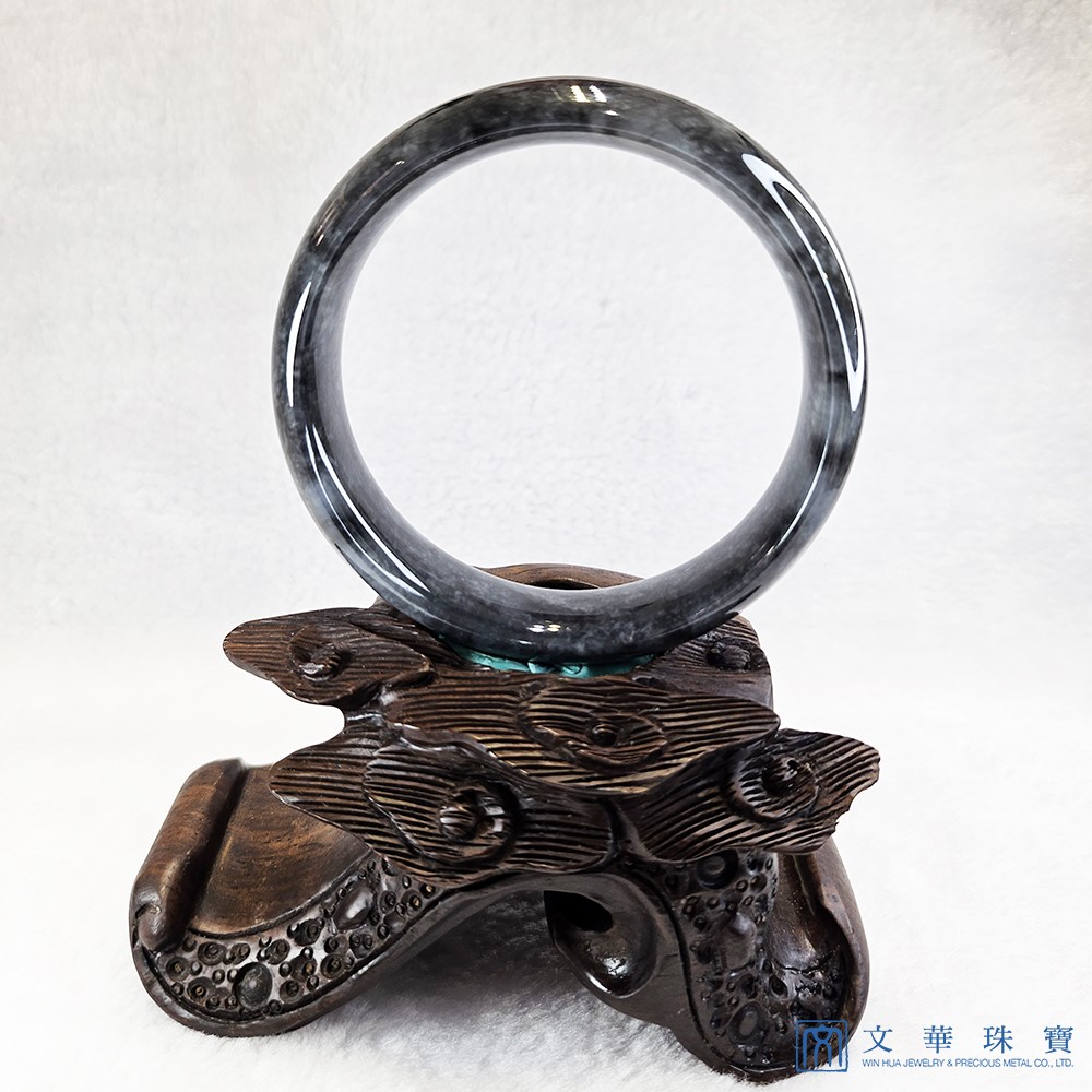 烏雞種翡翠寬版玉鐲 19.3圍 平安鐲