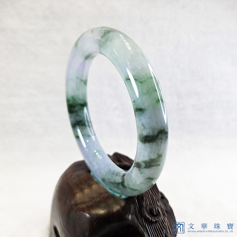 圓條飄花帶紫翡翠玉鐲 17.5圍 附中國寶石證書(已售出)