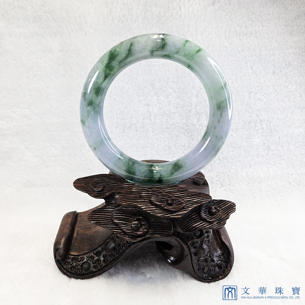 圓條飄花帶紫翡翠玉鐲 17.5圍 附中國寶石證書(已售出)