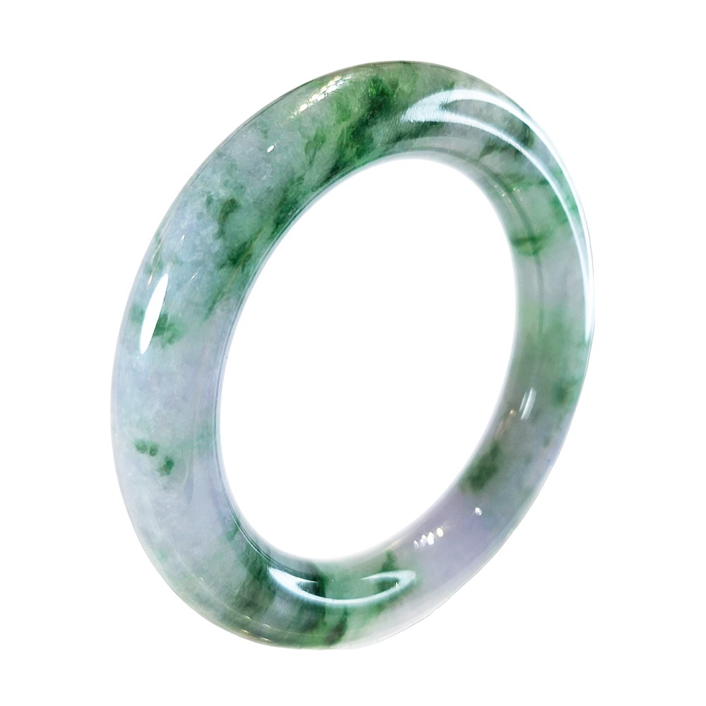 圓條飄花帶紫翡翠玉鐲 17.5圍 附中國寶石證書(已售出)