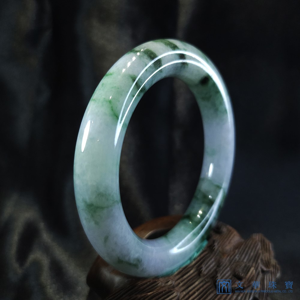 圓條飄花帶紫翡翠玉鐲 17.5圍 附中國寶石證書(已售出)