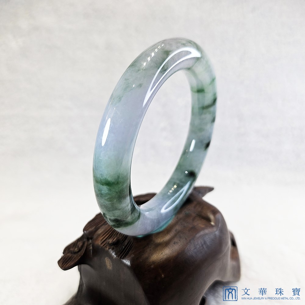 圓條飄花帶紫翡翠玉鐲 17.5圍 附中國寶石證書(已售出)