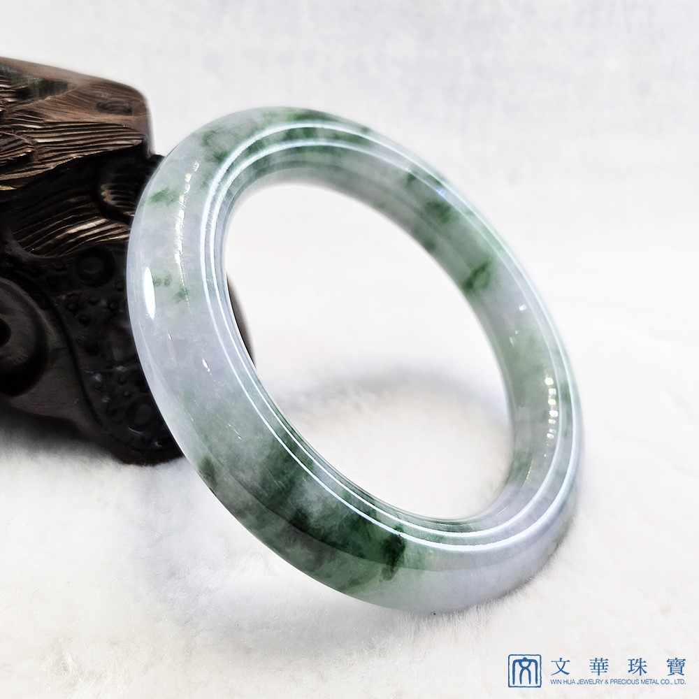 圓條飄花帶紫翡翠玉鐲 17.5圍 附中國寶石證書(已售出)