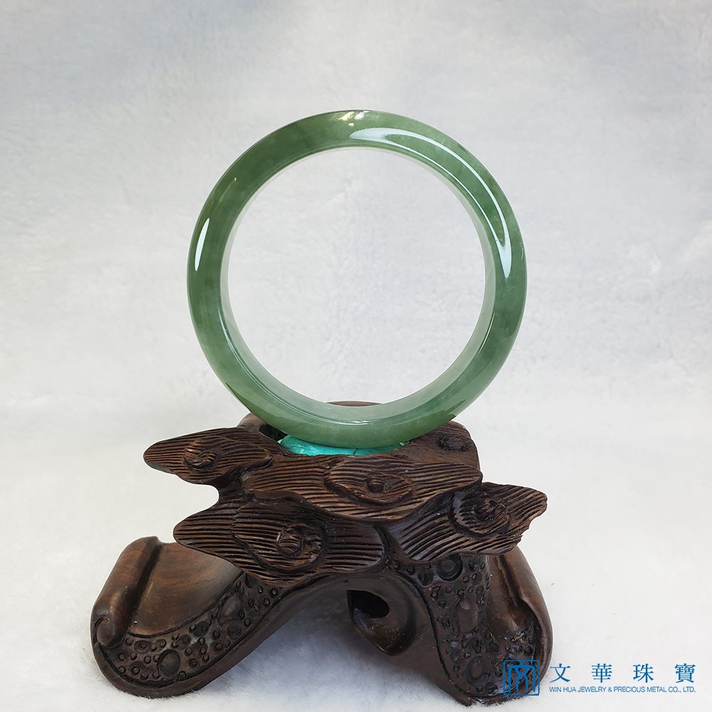 油綠滿綠玉鐲 18圍 平安鐲