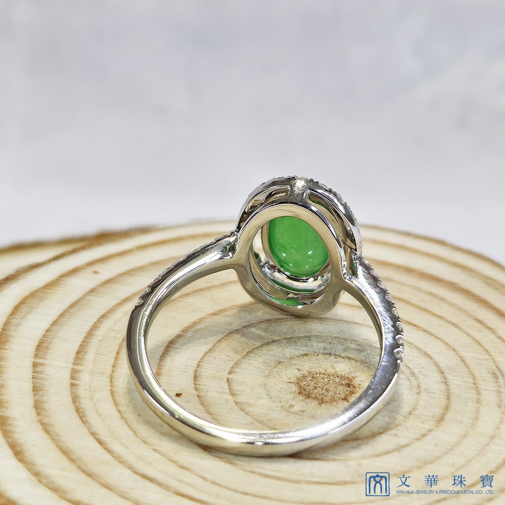 翡翠蛋面經典鑽戒 國際圍11.5號