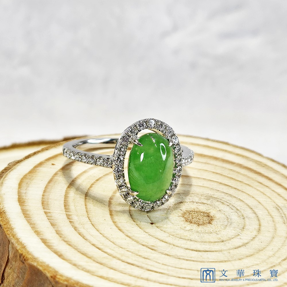 翡翠蛋面經典鑽戒 國際圍11.5號