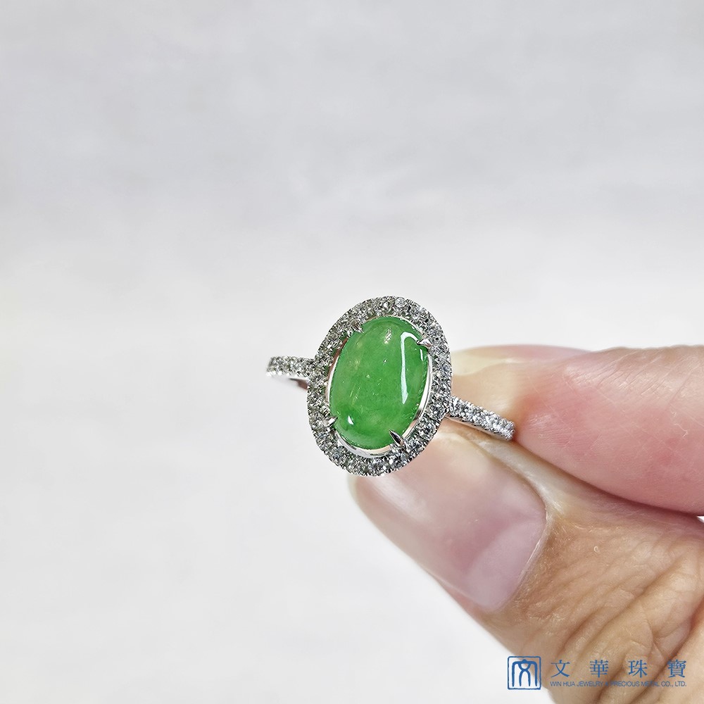 翡翠蛋面經典鑽戒 國際圍11.5號