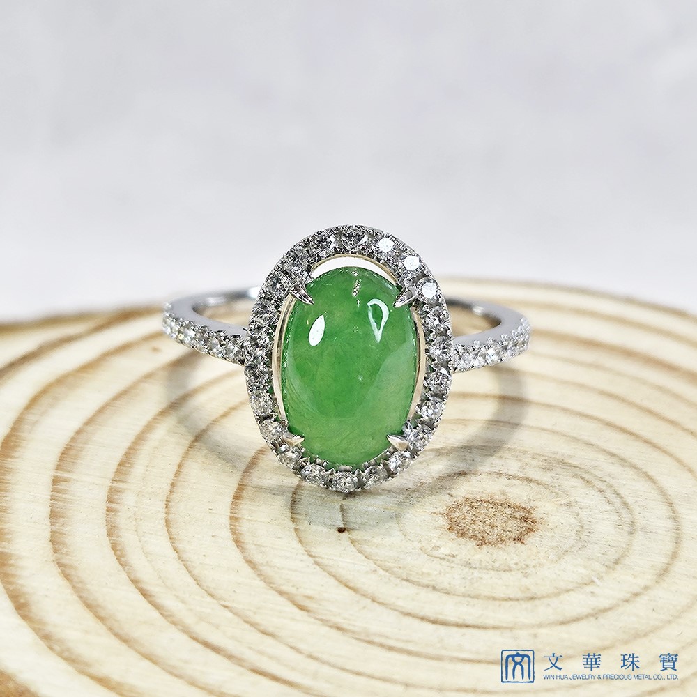 翡翠蛋面經典鑽戒 國際圍11.5號