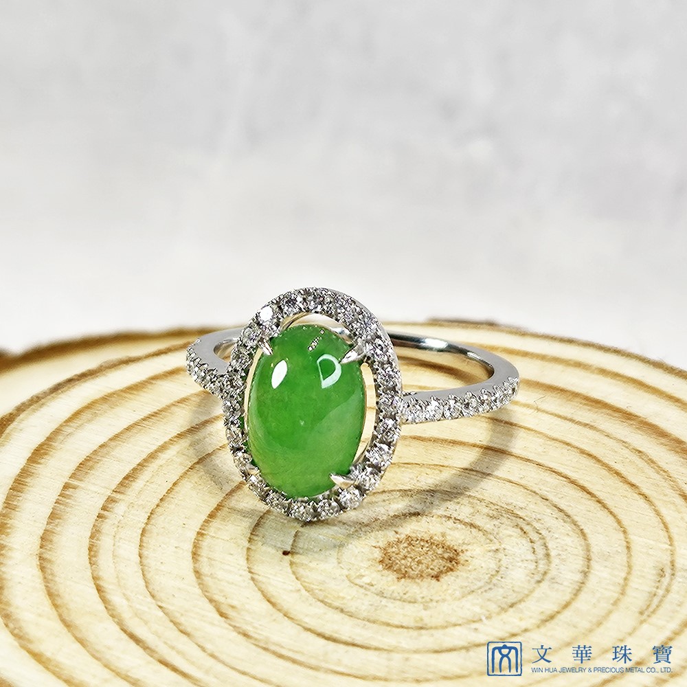 翡翠蛋面經典鑽戒 國際圍11.5號
