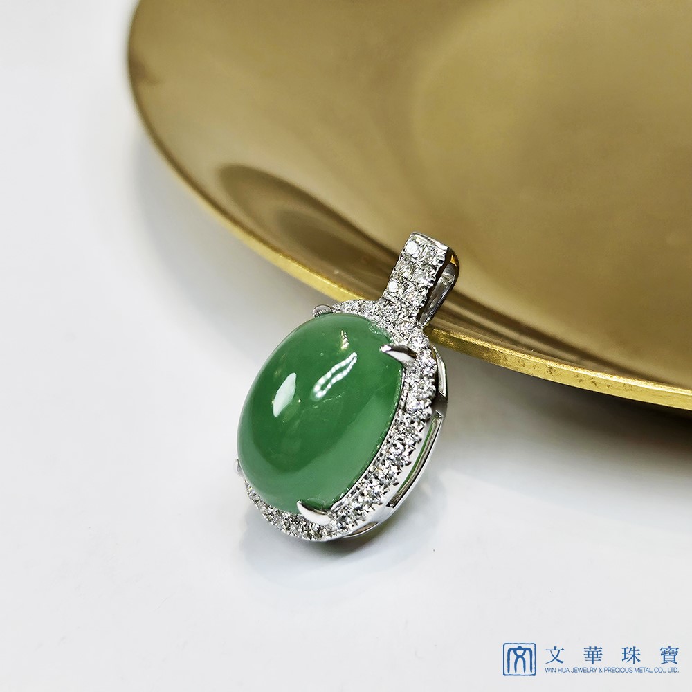 翡翠方形蛋面鑽墜