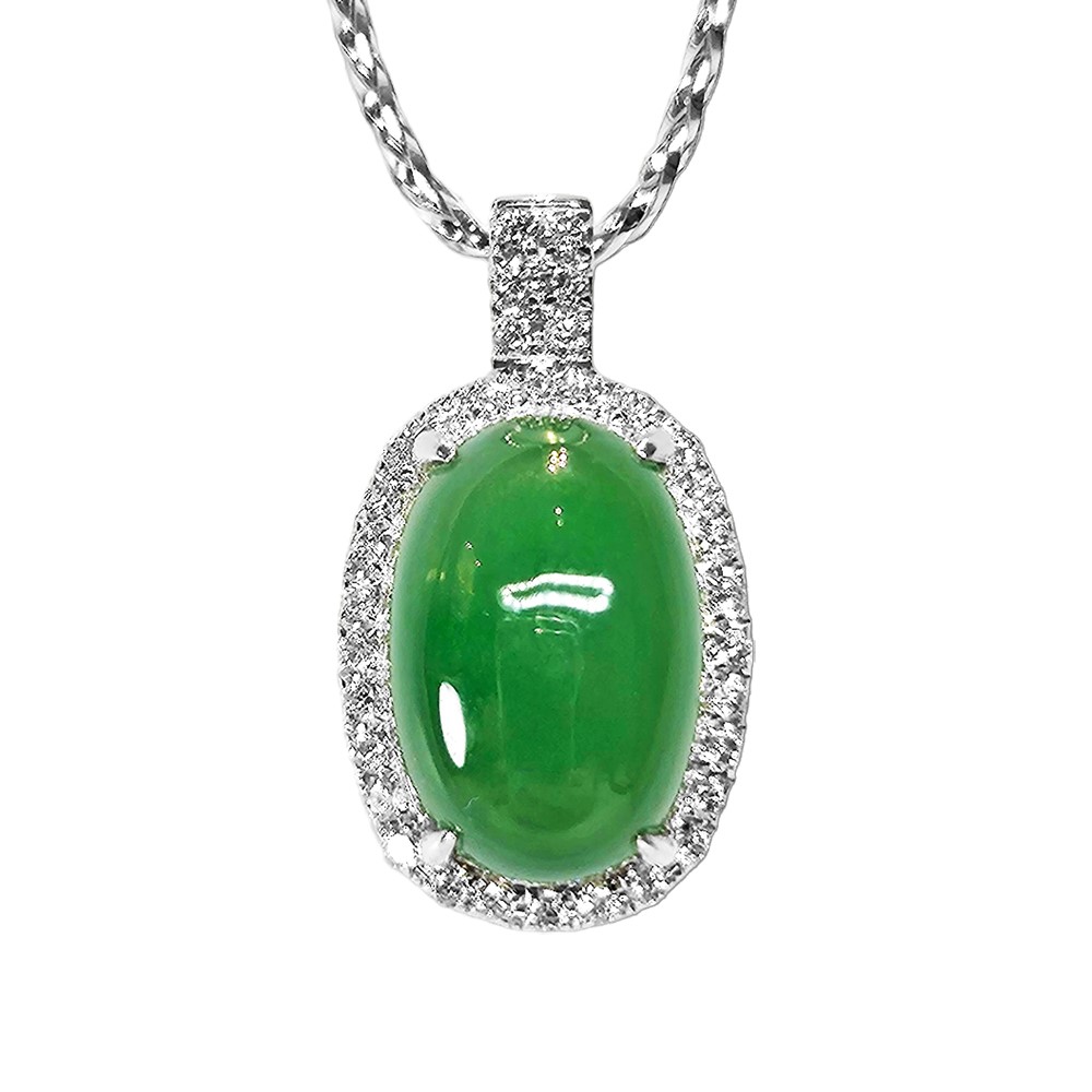 翡翠方形蛋面鑽墜