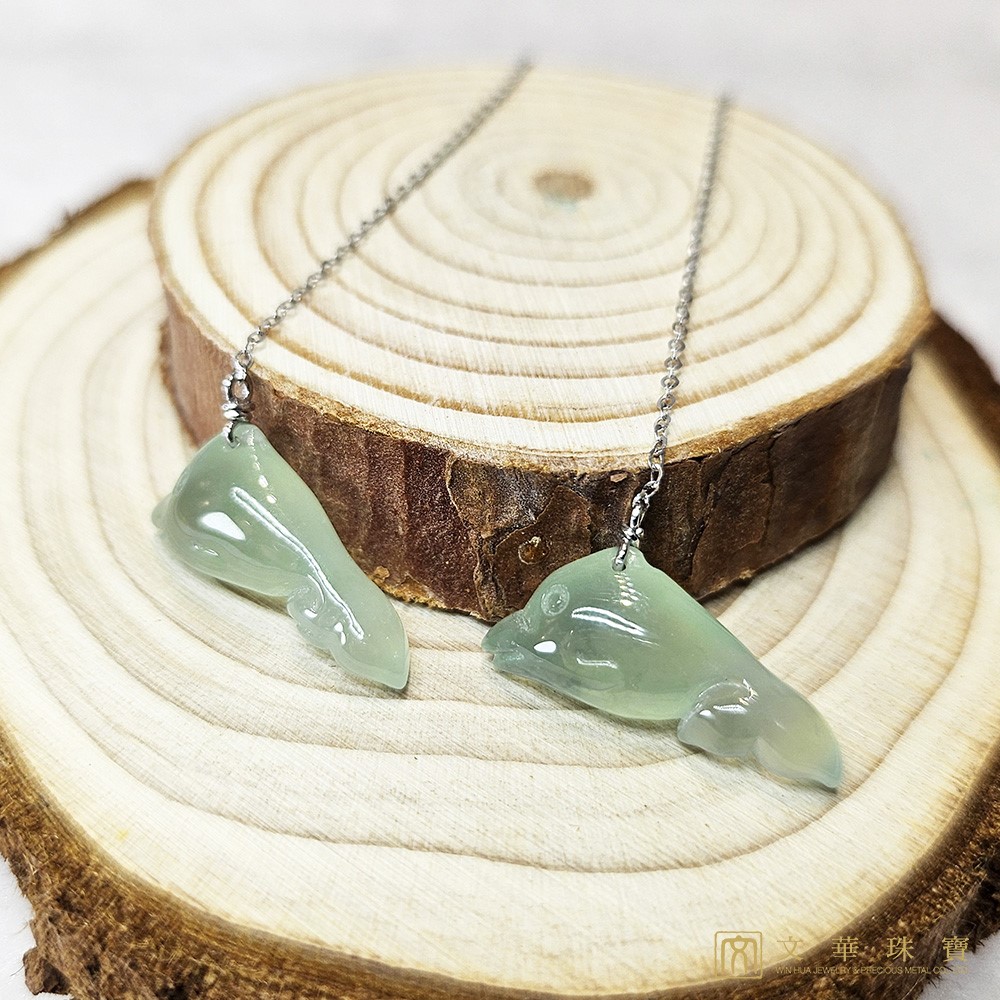 冰種海豚耳線式耳環 白K金18K金