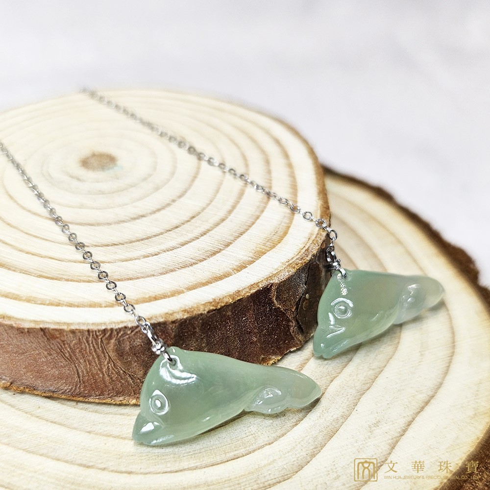 冰種海豚耳線式耳環 白K金18K金