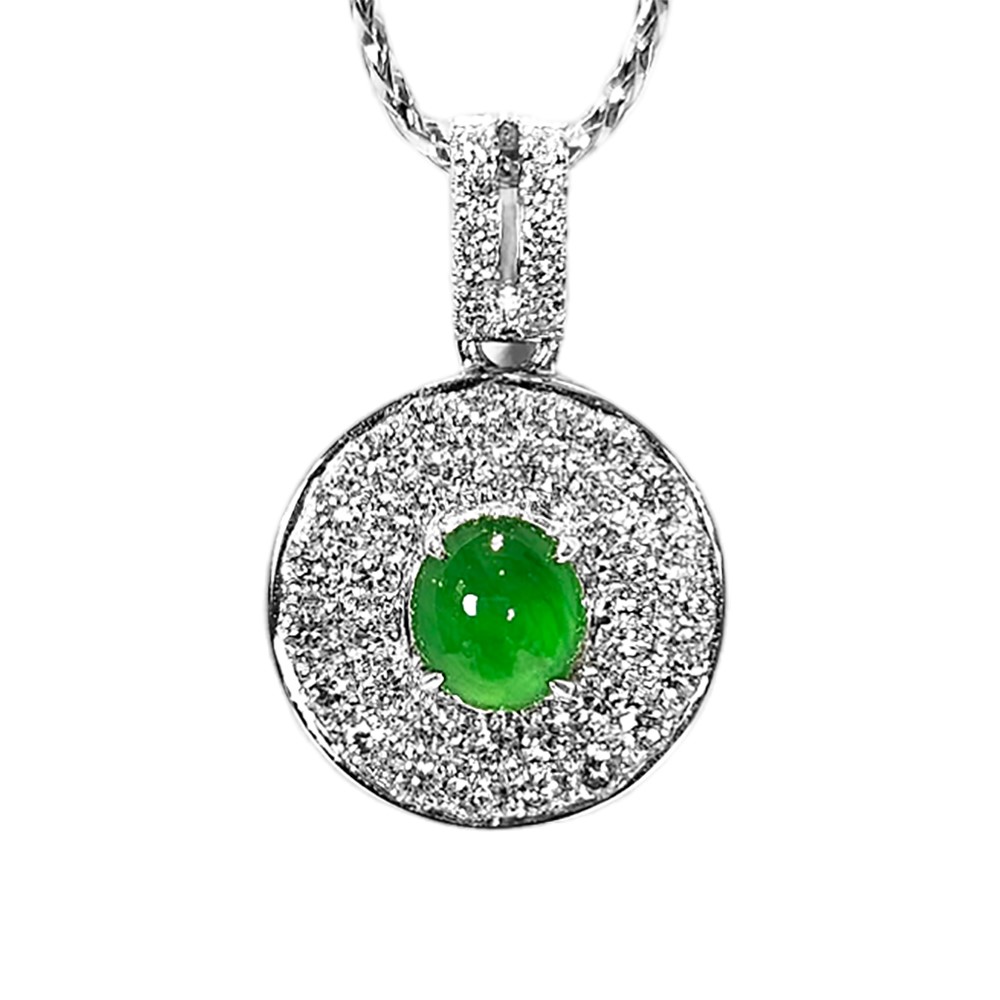 翡翠帝王綠蛋面滿鑽鑽墜 