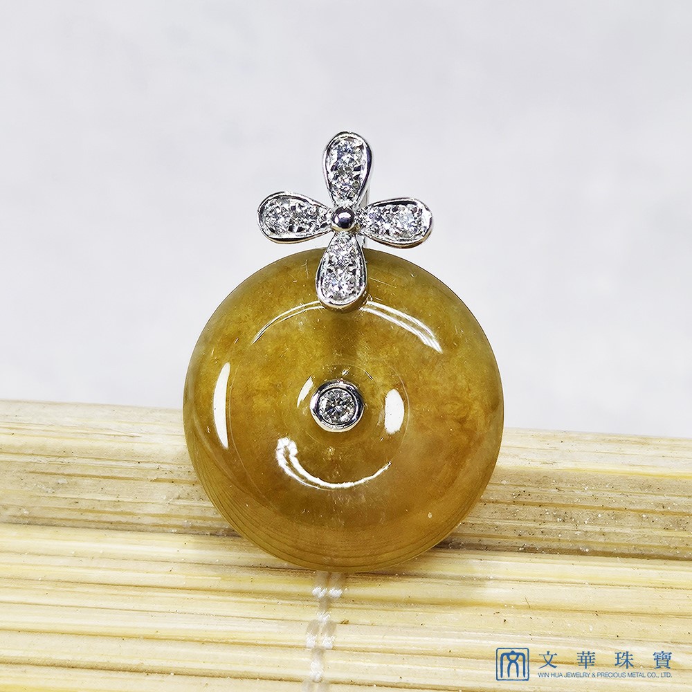 冰翡平安扣小花玉墜 