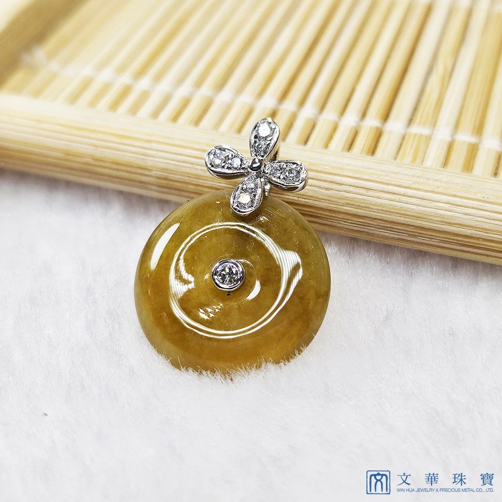 冰翡平安扣小花玉墜 