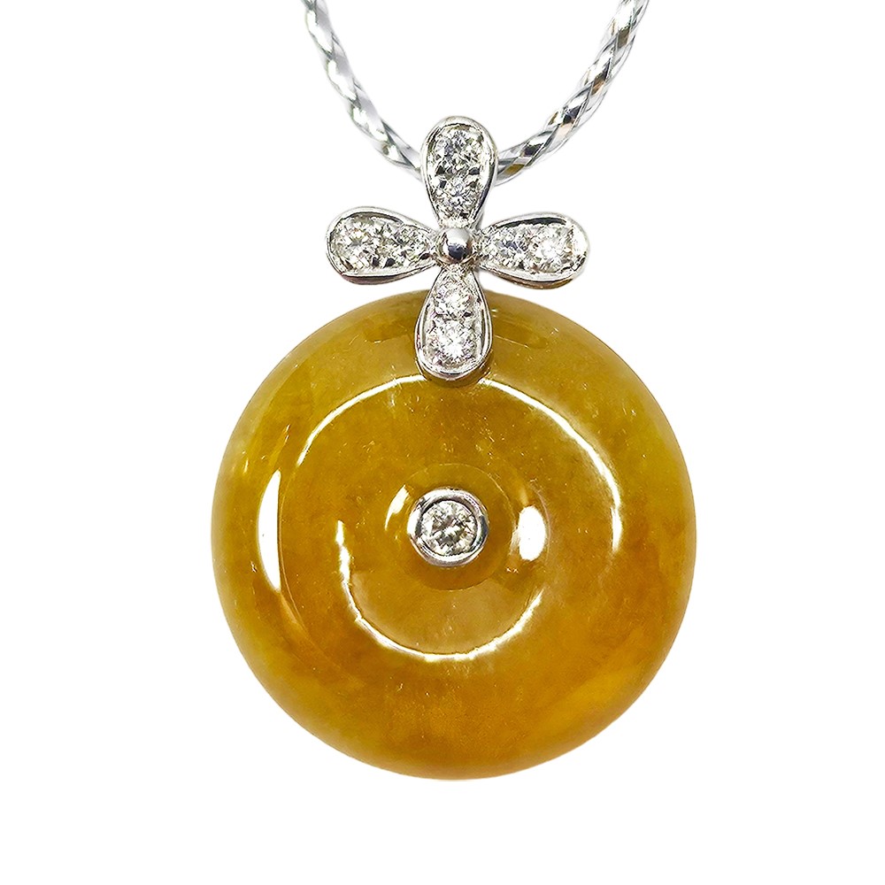 冰翡平安扣小花玉墜 