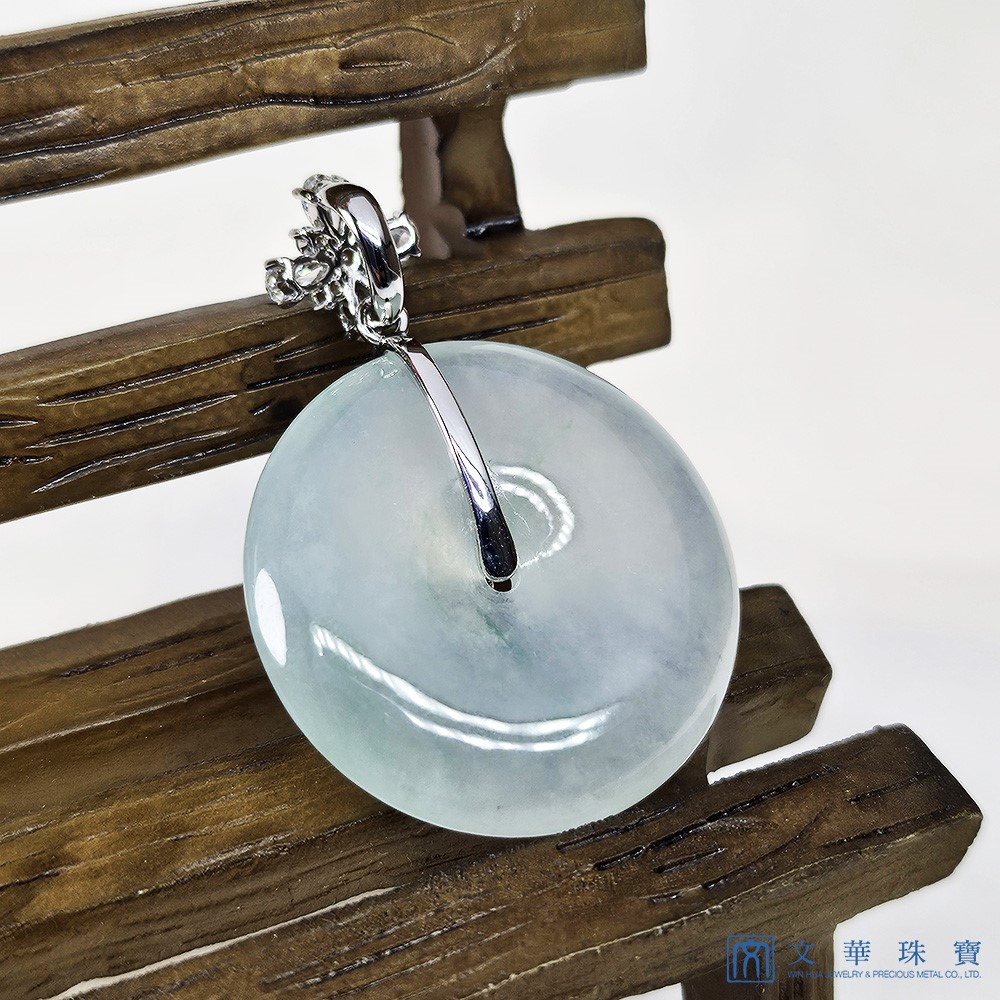 高冰綠絲平安扣鑽墜 