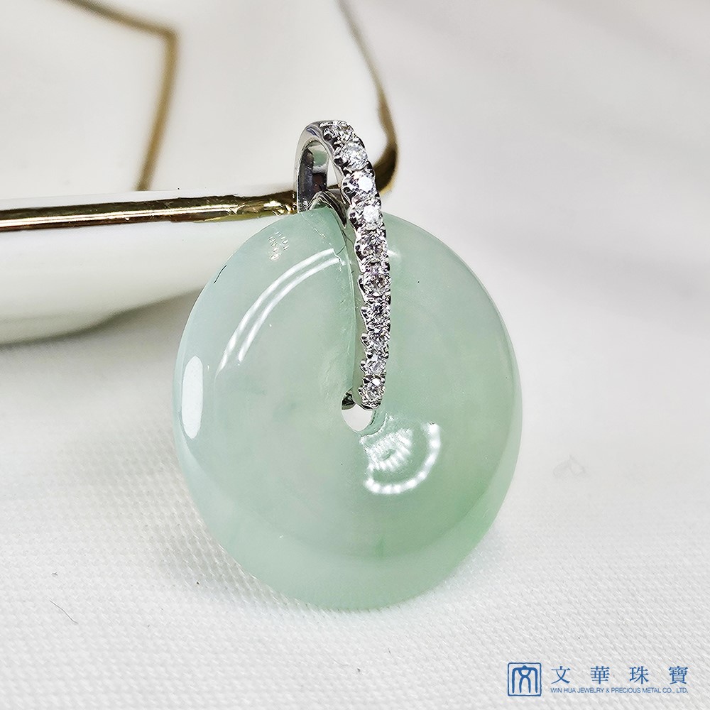 冰芙蓉綠平安扣鑽墜