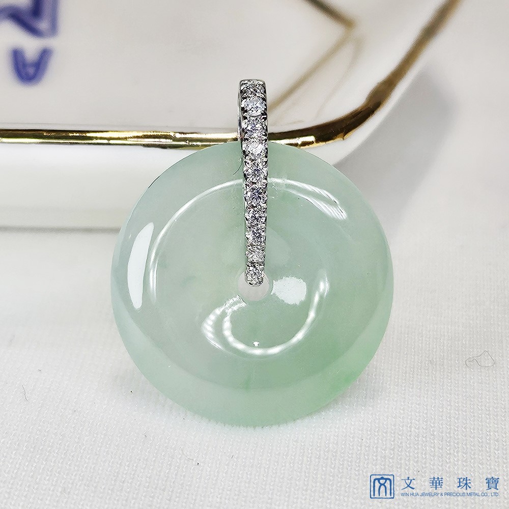 冰芙蓉綠平安扣鑽墜